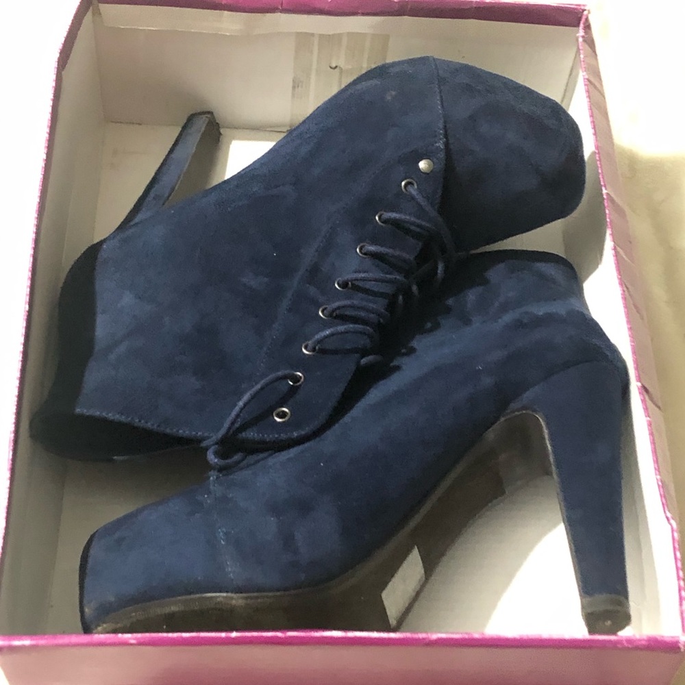 blue high heel boots